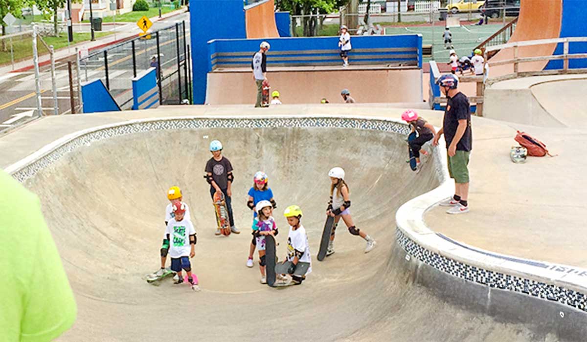 kids at a skate park
